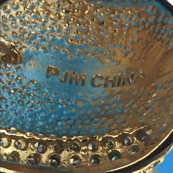 Black Enamel Cubic Zirconia Golden PJM Buckle Ring - Picture 3 of 7